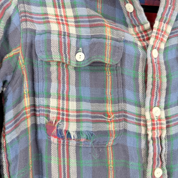 Polo Ralph Lauren Flannel Shirt Women S Blue Plaid Relaxed Fit Cabincore Grunge - Picture 4 of 12